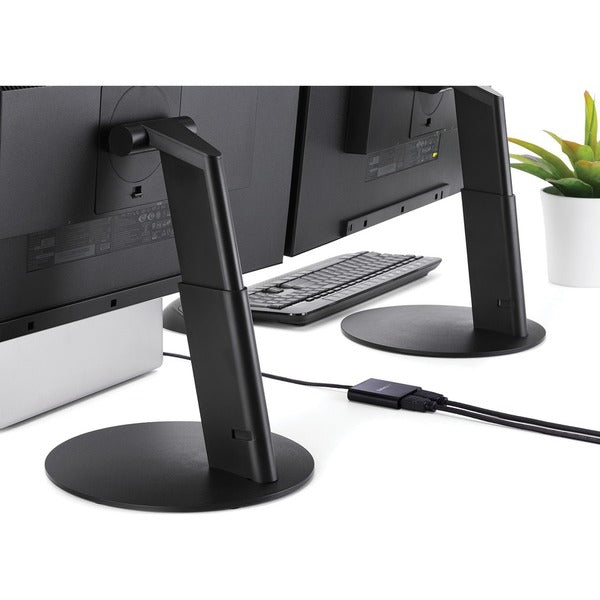 A StarTech.com 2-Port Multi Monitor Adapter - USB-C to HDMI Video Splitter - USB Type-C to HDMI MST Hub - Thunderbolt 3 Compatible - Windows on a white background.
