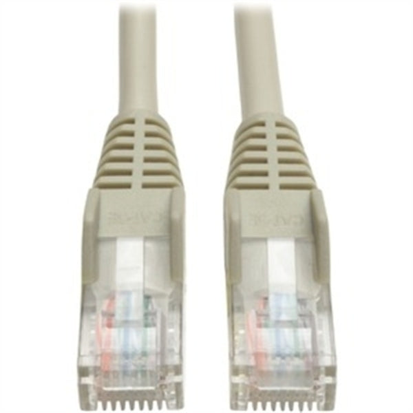 A pair of Tripp Lite 75ft Cat5e / Cat5 Snagless Molded Patch Cables RJ45 M/M Gray 75' on a white background.