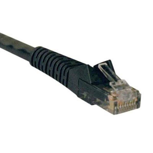 A Tripp Lite 50ft Cat6 Gigabit Snagless Molded Patch Cable RJ45 M/M Black 50' on a white background.