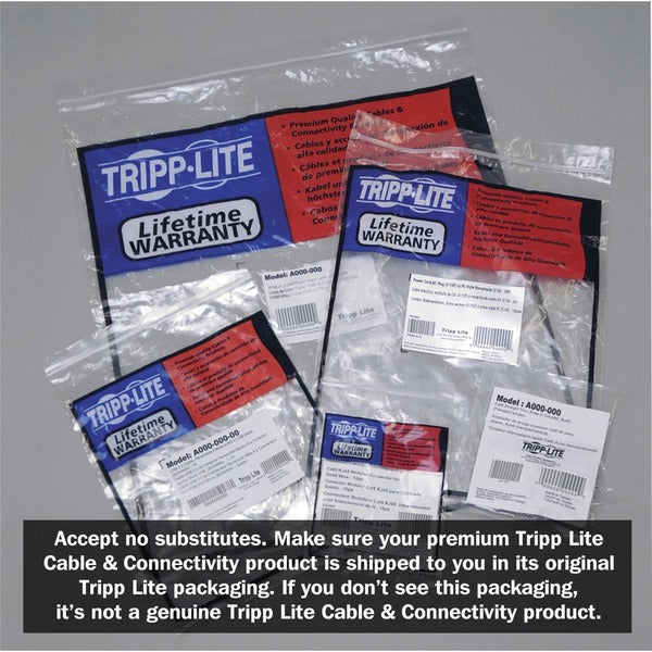 A Tripp Lite 50ft Cat6 Gigabit Snagless Molded Patch Cable RJ45 M/M Black 50' on a white background.
