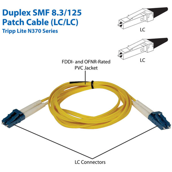 Tripp Lite 3M Duplex Singlemode 9/125 Fiber Optic Patch Cable LC/LC 10' 10ft 3 Meter.