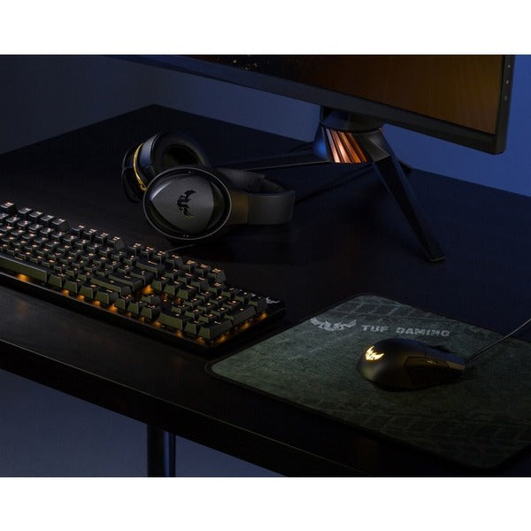 A grey TUF Gaming P3 Mousepad with Anti-fray Stitching with the word 'fut gaming' on it.