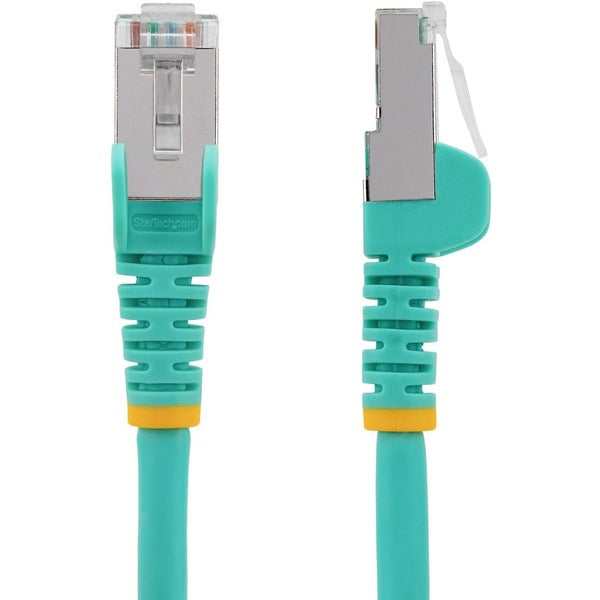 A pair of StarTech.com 25ft CAT6a Ethernet Cables in aqua.