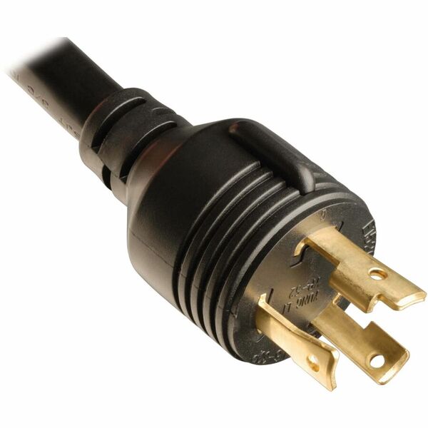 A Tripp Lite PDU Basic 208V / 240V 5/5.8kW 30A C19 4 Outlet L6-30P Horizontal 1URM with two outlets and a power strip.