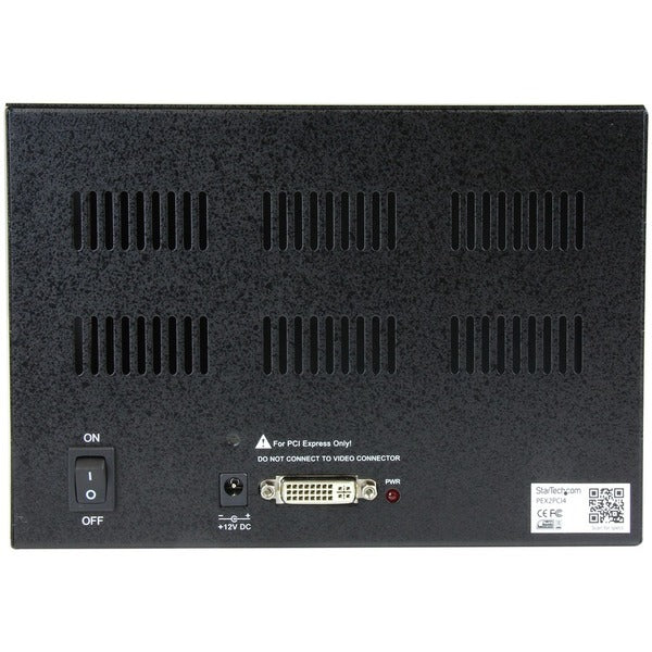 An external StarTech.com PCI Express to 4 Slot PCI Expansion System featuring the word startech on its black box.