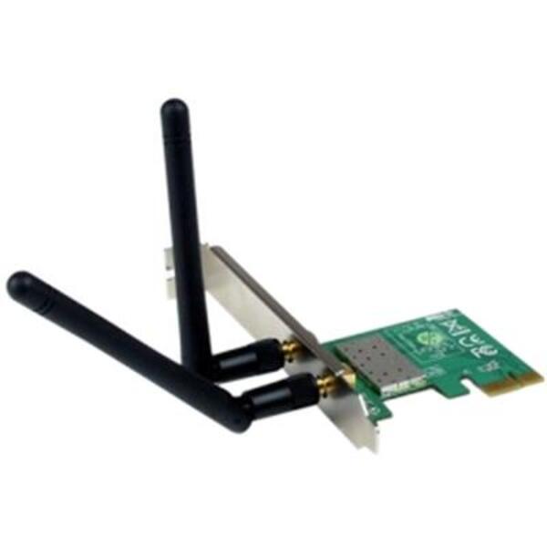 A StarTech.com PCI Express Wireless N Adapter - 300 Mbps PCIe 802.11 b/g/n Network Adapter Card ? 2T2R 2.2 dBi with two antennas.