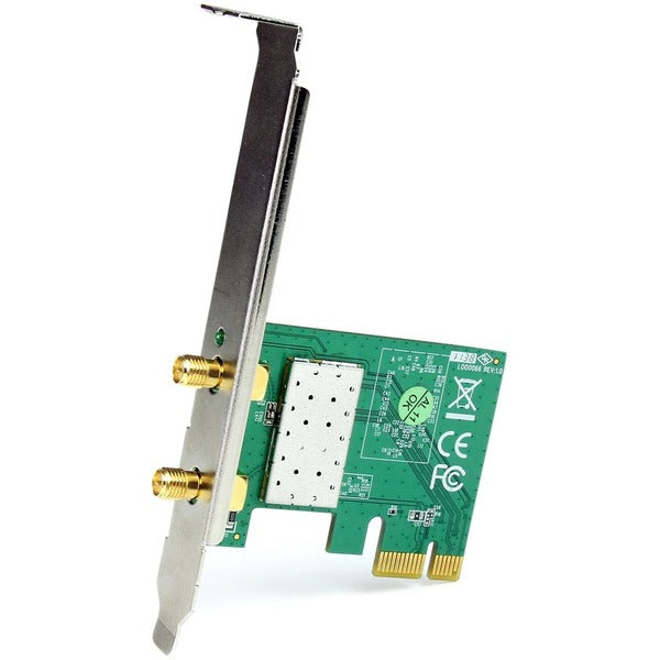 A StarTech.com PCI Express Wireless N Adapter - 300 Mbps PCIe 802.11 b/g/n Network Adapter Card ? 2T2R 2.2 dBi with two antennas.