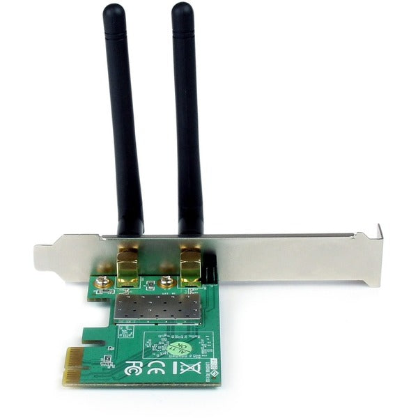 A StarTech.com PCI Express Wireless N Adapter - 300 Mbps PCIe 802.11 b/g/n Network Adapter Card ? 2T2R 2.2 dBi with two antennas.
