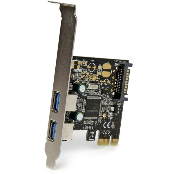 A StarTech.com 2 Port PCI Express PCIe SuperSpeed USB 3.0 Controller Card w/ SATA Power with two USB ports.