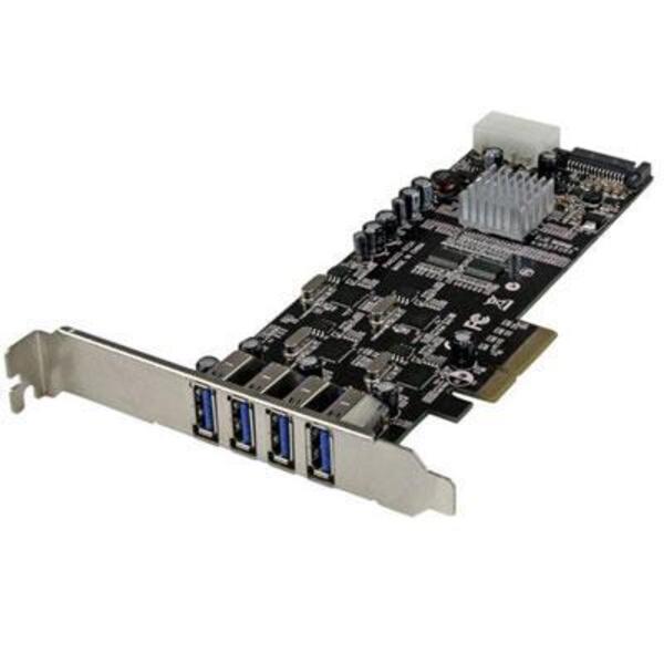 A StarTech.com 4 Port PCI Express (PCIe) SuperSpeed USB 3.0 Card Adapter w/ 4 Dedicated 5Gbps Channels - UASP - SATA/LP4 Power with two usb ports.