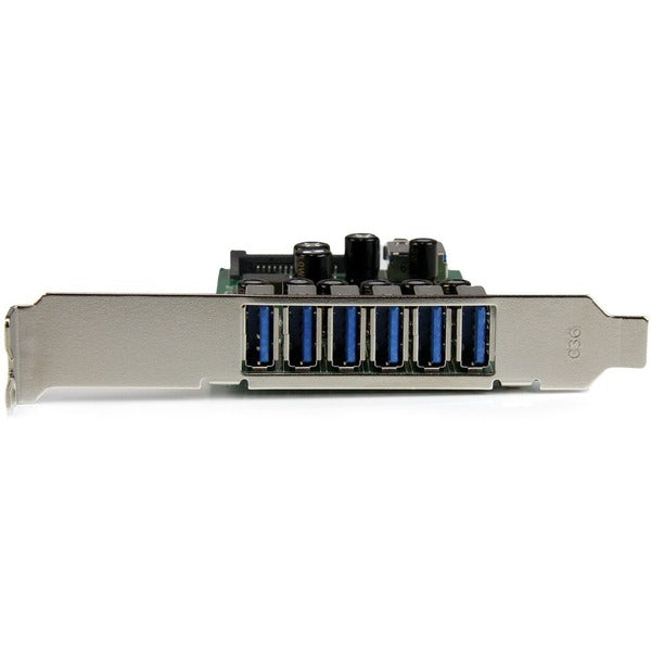 A StarTech.com 7 Port PCI Express USB 3.0 Card - Standard and Low-Profile Design with four ports.
