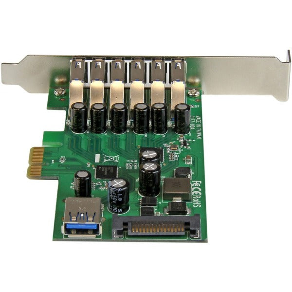 A StarTech.com 7 Port PCI Express USB 3.0 Card - Standard and Low-Profile Design with four ports.