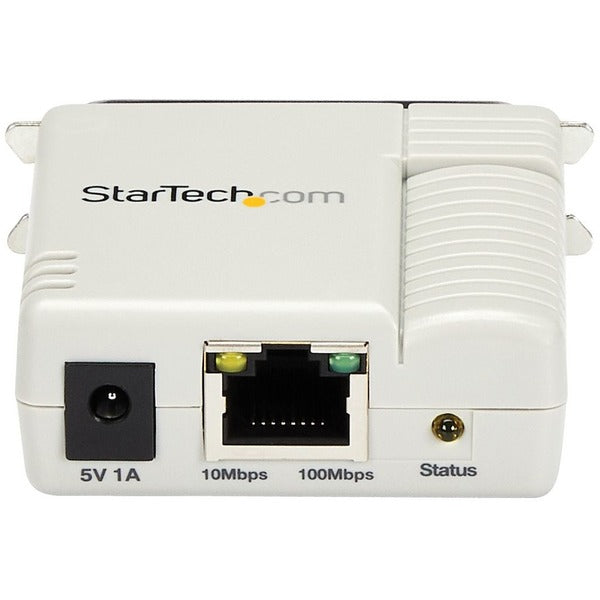 A StarTech.com 1 Port 10/100 Mbps Ethernet Parallel Network Print Server ethernet to ethernet adapter.