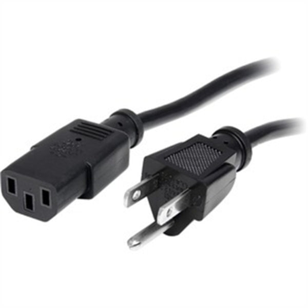 A StarTech.com 25ft(7.6m) Computer Power Cord, NEMA 5-15P to C13, 10A 125V 18AWG, Black Replacement AC PC Power Cord, TV/Monitor Power Cable with two plugs on it.