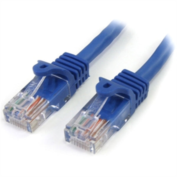 A pair of blue StarTech.com patch cables for Ethernet network connections on a white background.