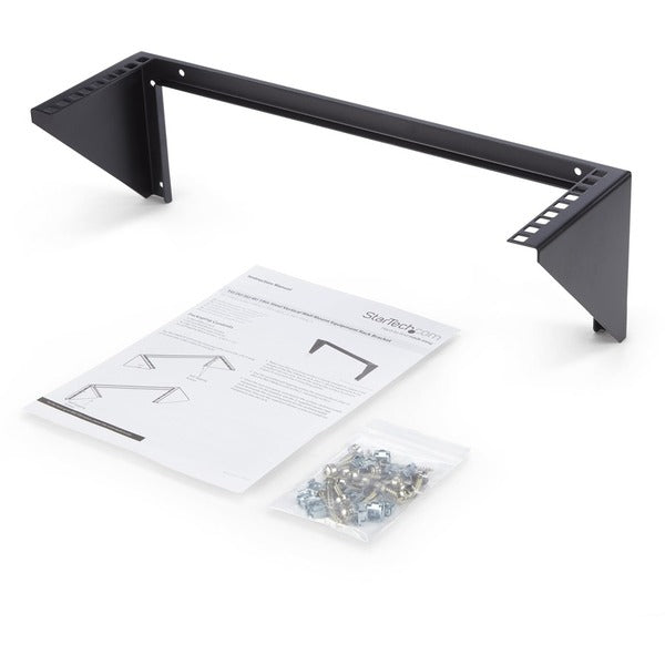 A StarTech.com 3U 19in Steel Vertical Wall Mount Equipment Rack Bracket on a white background.