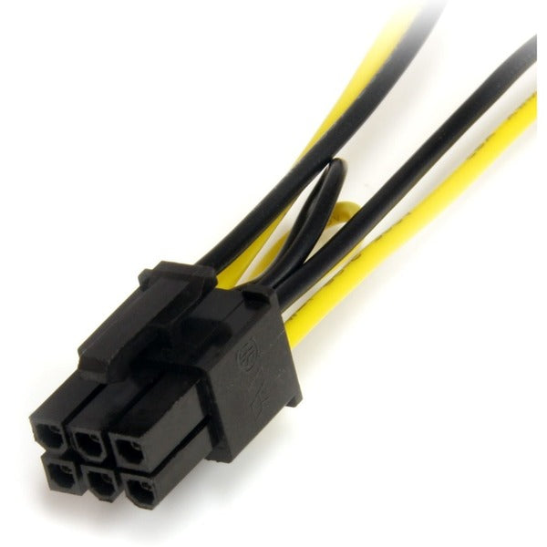 Two StarTech.com 6in SATA Power to 6 Pin PCI Express Video Card Power Cable Adapters on a white background.