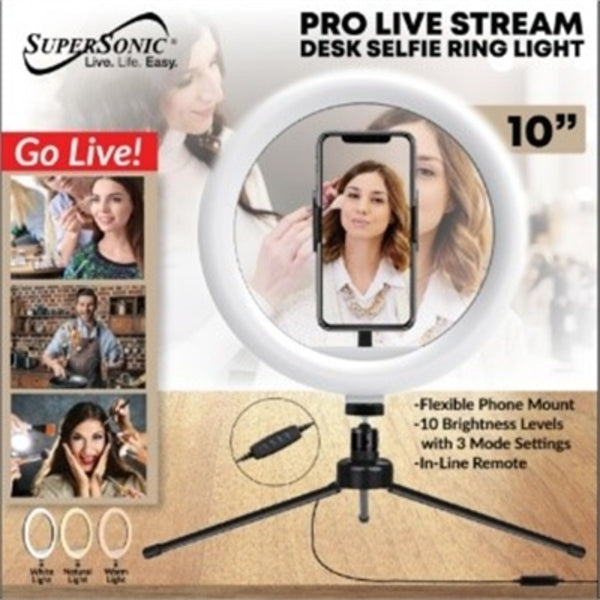 Supersonic PRO Live Stream 10" LED Table Top Selfie Ring Light is the perfect product for your needs.