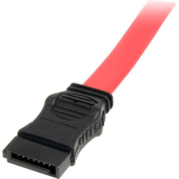 A StarTech.com 20in Slimline SATA to SATA with LP4 Power Cable Adapter hdd sata cable with a red connector.