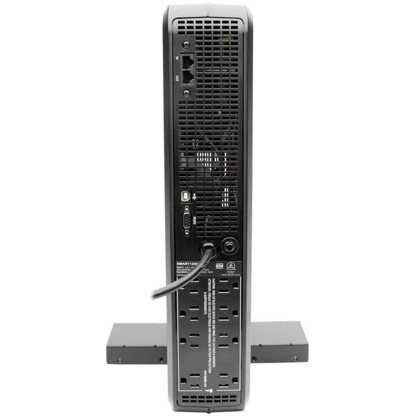 A Tripp Lite UPS Smart 1500VA 900W Rackmount Tower Battery Back Up LCD AVR 120V USB DB9 RJ45 with an lcd screen.
