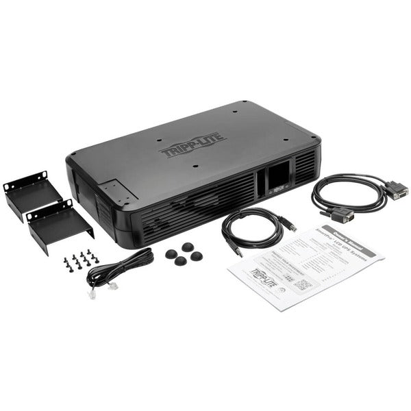 A Tripp Lite UPS Smart 1500VA 900W Rackmount Tower Battery Back Up LCD AVR 120V USB DB9 RJ45 with an lcd screen.