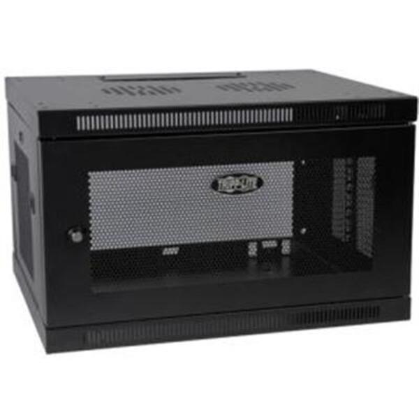 A Tripp Lite 6U Wall Mount Rack Enclosure Server Cabinet Switch Depth Deep with a door.