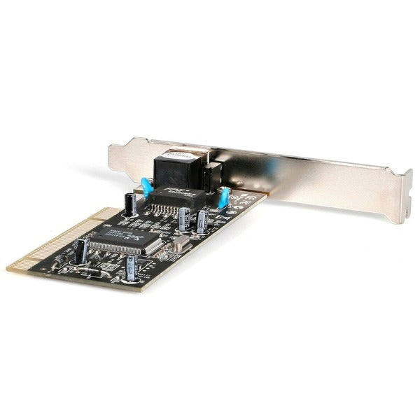 A StarTech.com Ethernet Network adapter card - PCI - EN, Fast EN, Gigabit EN - 10Base-T, 100Base-TX, 1000Base-T on a white background.