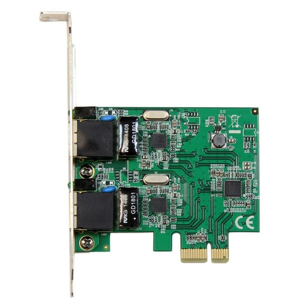 A StarTech.com Dual Port Gigabit PCI Express Server Network Adapter Card - PCIe NIC with two ethernet ports.