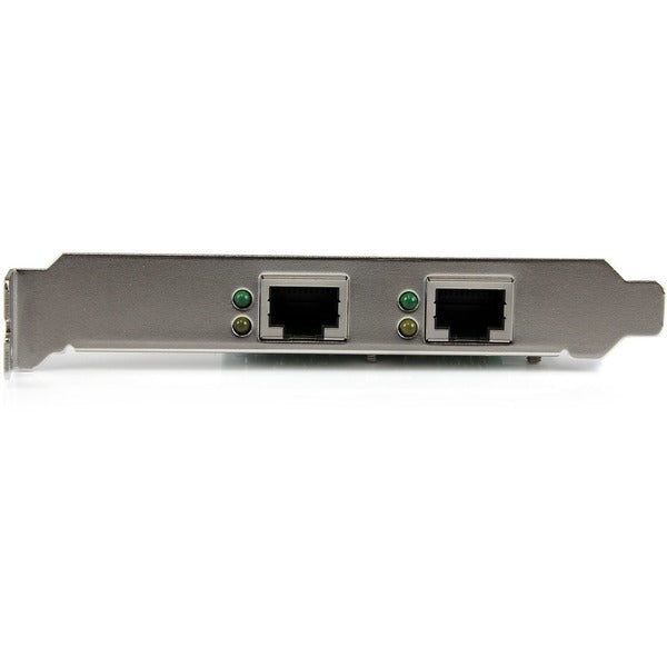A StarTech.com Dual Port Gigabit PCI Express Server Network Adapter Card - PCIe NIC with two ethernet ports.