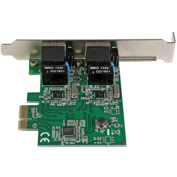 A StarTech.com Dual Port Gigabit PCI Express Server Network Adapter Card - PCIe NIC with two ethernet ports.