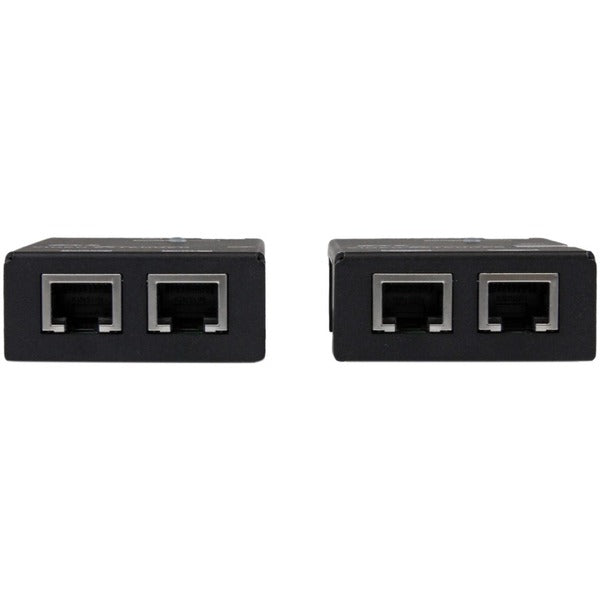 Two StarTech.com HDMI Over CAT5e/CAT6 Extenders with Power Over Cable - 165 ft (50m) on a white background.