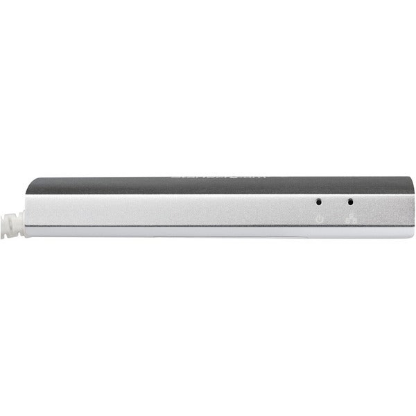 A StarTech.com 3 Port Portable USB 3.0 Hub plus Gigabit Ethernet - Built-In Cable - Aluminum USB Hub with GbE Adapter on a white background.