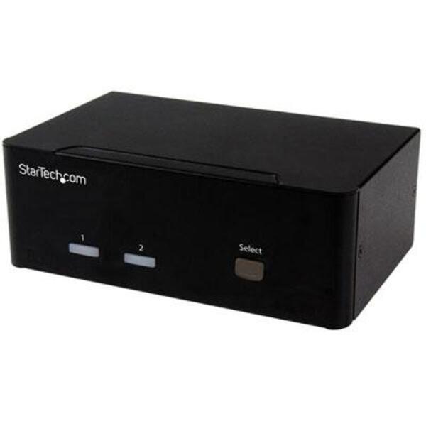 A StarTech.com 2-port KVM Switch with Dual VGA and 2-port USB Hub - USB 2.0 on a white background.