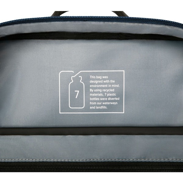 A Targus Sagano EcoSmart TBB63602GL Carrying Case (Backpack) for 15.6" Notebook - Blue with two compartments.