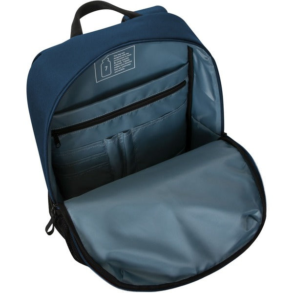 A Targus Sagano EcoSmart TBB63602GL Carrying Case (Backpack) for 15.6" Notebook - Blue with two compartments.