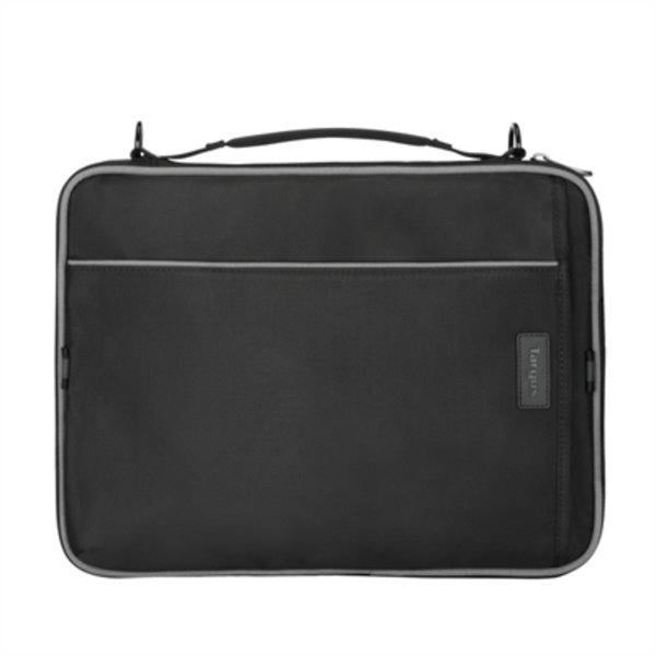 A Targus Grid Essentials TED036GL Carrying Case (Slipcase) for 12" to 14.1" Notebook - Black on a white background.