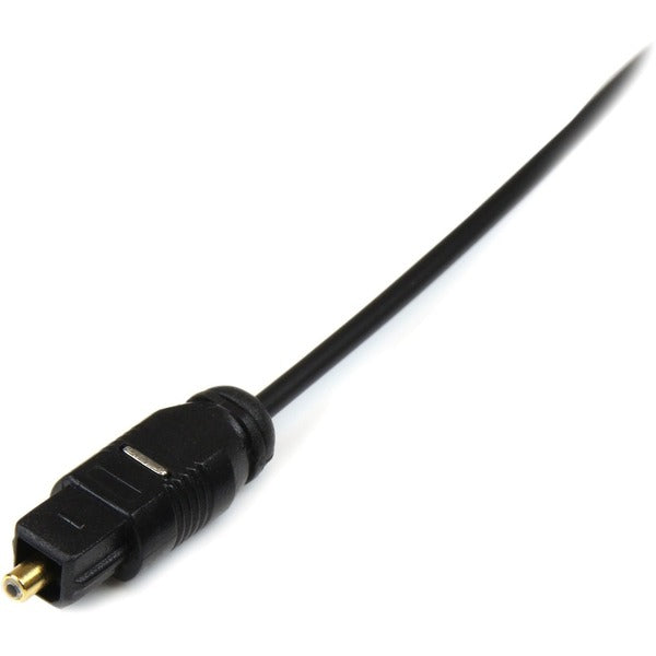 A pair of black and gold StarTech.com Digital SPDIF audio cables (optical) - TOSLINK (M) - TOSLINK (M) - fiber optic - 10 ft on a white background.