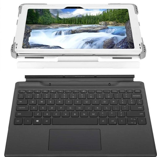 A Targus Healthcare THZ893GLZ Carrying Case Dell Notebook - White, Gray with a strap attached to it, making it both drop resistant and dust resistant.
