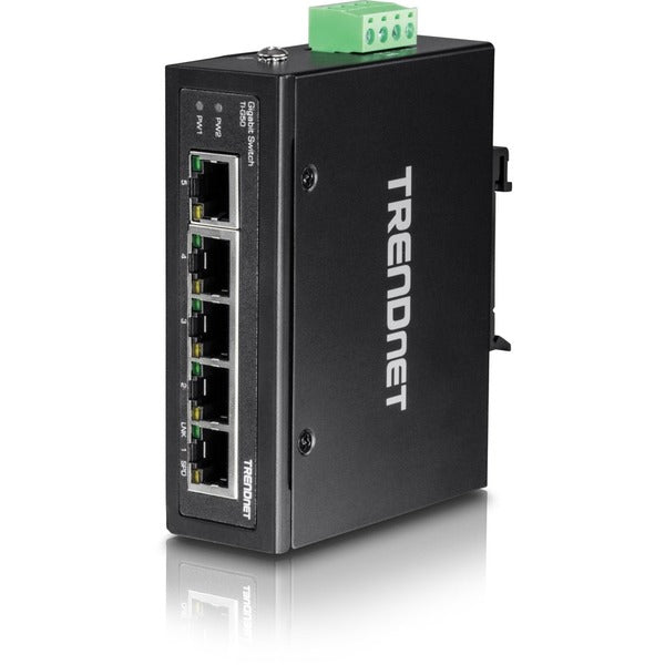 TRENDnet 5-Port Hardened Industrial Gigabit DIN-Rail Switch, 10 Gbps Switching Capacity, IP30 Rated Network Switch (-40 to 167 ?F), DIN-Rail &amp; Wall Mounts Included, Lifetime Protection, Black, TI-G50