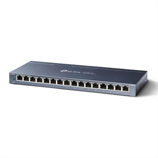 A TP-Link TL-SG116 - 16-Port Gigabit Ethernet Network Switch - Limited Lifetime Protection with 8 ports on a white background.