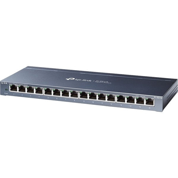 A TP-Link TL-SG116 - 16-Port Gigabit Ethernet Network Switch - Limited Lifetime Protection with 8 ports on a white background.