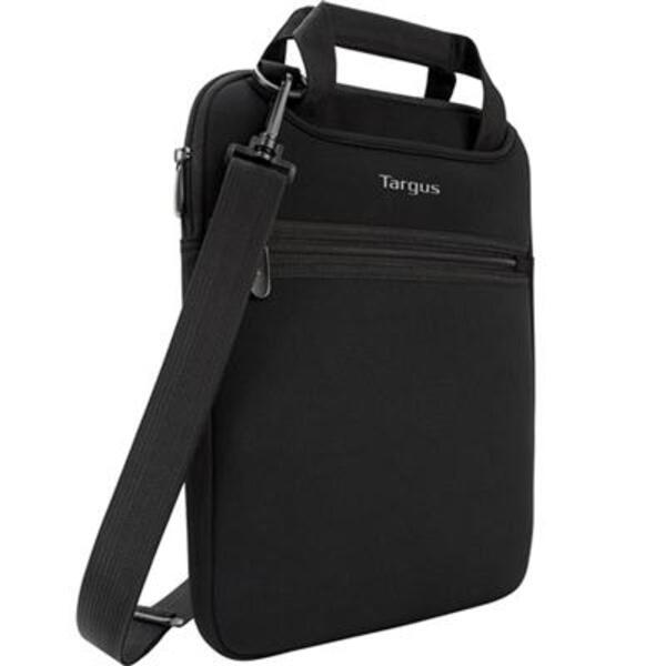 A black Targus Slipcase TSS912 Carrying Case (Sleeve) for 12" Notebook - Black for an ipad.