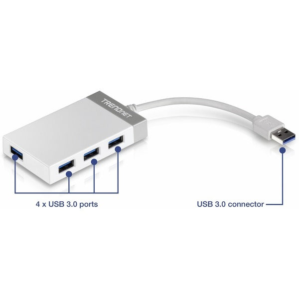 TRENDnet 4-Port USB 3.0 Compact Mini Hub with Built in USB 3.0 Cable, Plug &amp; Play, Compatible with: Linux, Windows, Mac, Nintendo Switch, Backwards Compatible with USB 2.0, TU3-H4E