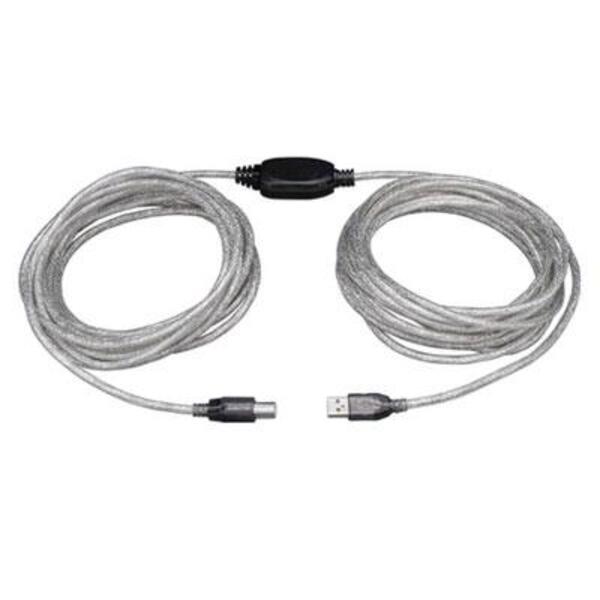 A pair of Tripp Lite 25ft USB 2.0 Hi-Speed Active Repeater Cables USB-A to USB-B M/M on a white background.