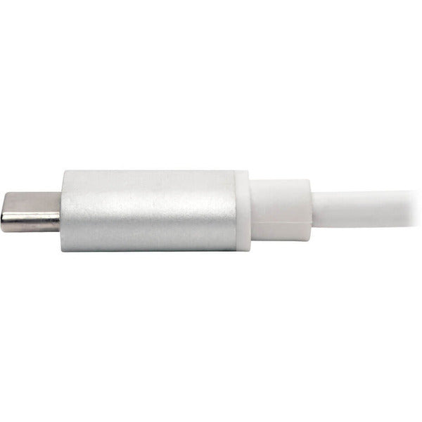 A Tripp Lite USB C Docking Station 4k w/ USB Hub HDMI SD/Micro SD Gbe Charging, USB Type C, USB-C, USB Type-C connected to a computer.