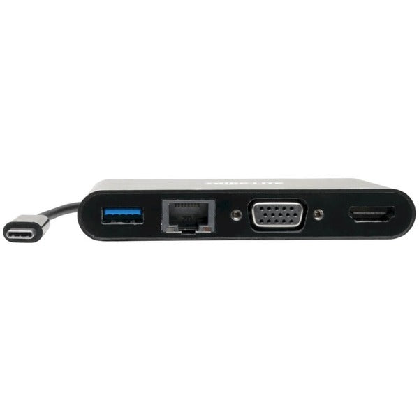 Tripp Lite USB C Docking Station Adapter Converter 4K w/ HDMI, VGA, Gigabit Ethernet, USB-A Hub, Black, Thunderbolt 3 Compatible to Tripp Lite HDMI to VGA adapter for hdmi to vga adapter for hdm.