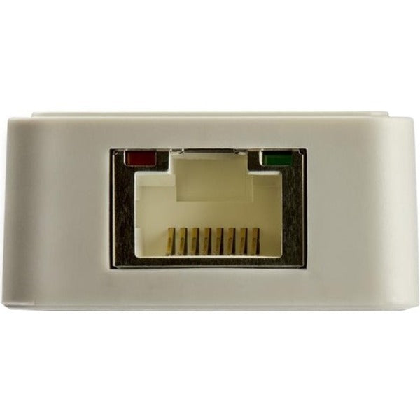 A StarTech.com USB C to Gigabit Ethernet Adapter with USB A Port - White 1Gbps NIC USB 3.0/3.1 Type C to RJ45 Port/LAN Network Adapter TB3 on a white background.