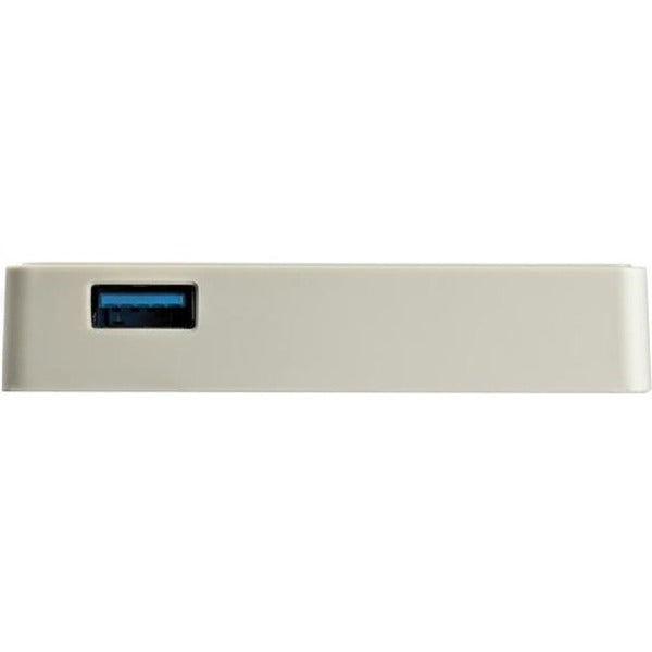 A StarTech.com USB C to Gigabit Ethernet Adapter with USB A Port - White 1Gbps NIC USB 3.0/3.1 Type C to RJ45 Port/LAN Network Adapter TB3 on a white background.