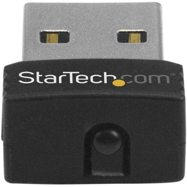A StarTech.com USB 150Mbps Mini Wireless N Network Adapter - 802.11n/g 1T1R with the word nim on it.