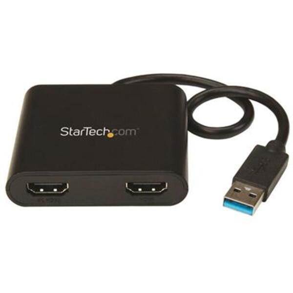 StarTech.com USB 3.0 to Dual HDMI Adapter, 1x 4K &amp; 1x 1080p, External Graphics Card, USB Type-A Dual Monitor Display Adapter, Windows Only usb to hdmi adapter.